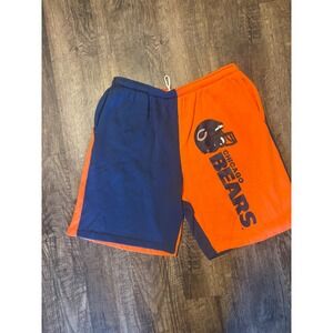Chicago Bears Shorts Mens Navy Blue Orange Split Color Block Athletic Lounge